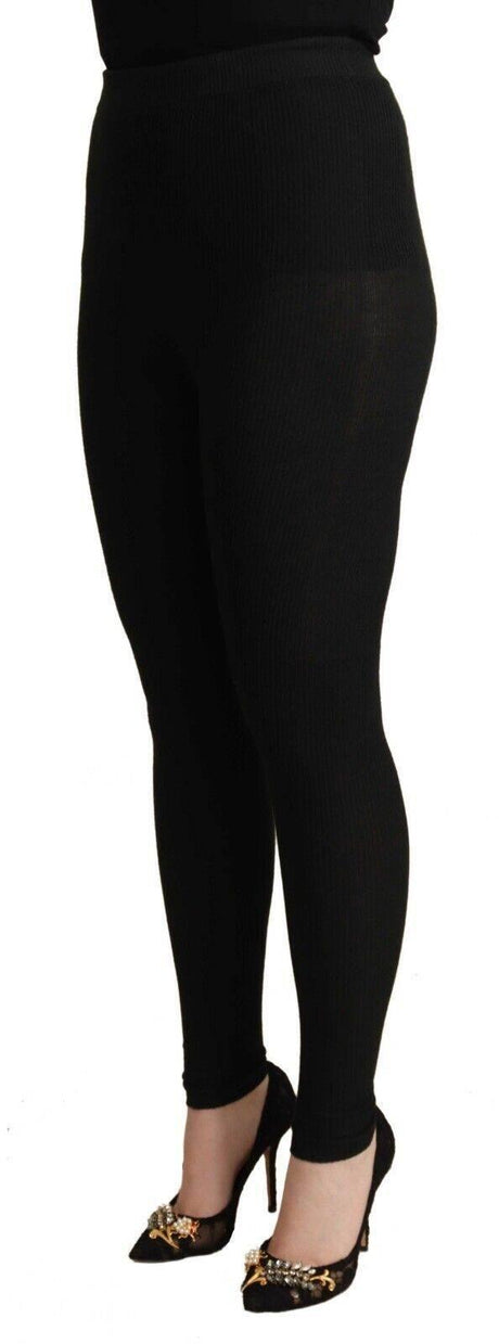 Dolce & Gabbana Black Cashmere Stretch Waist Tights Pants - Hilstor