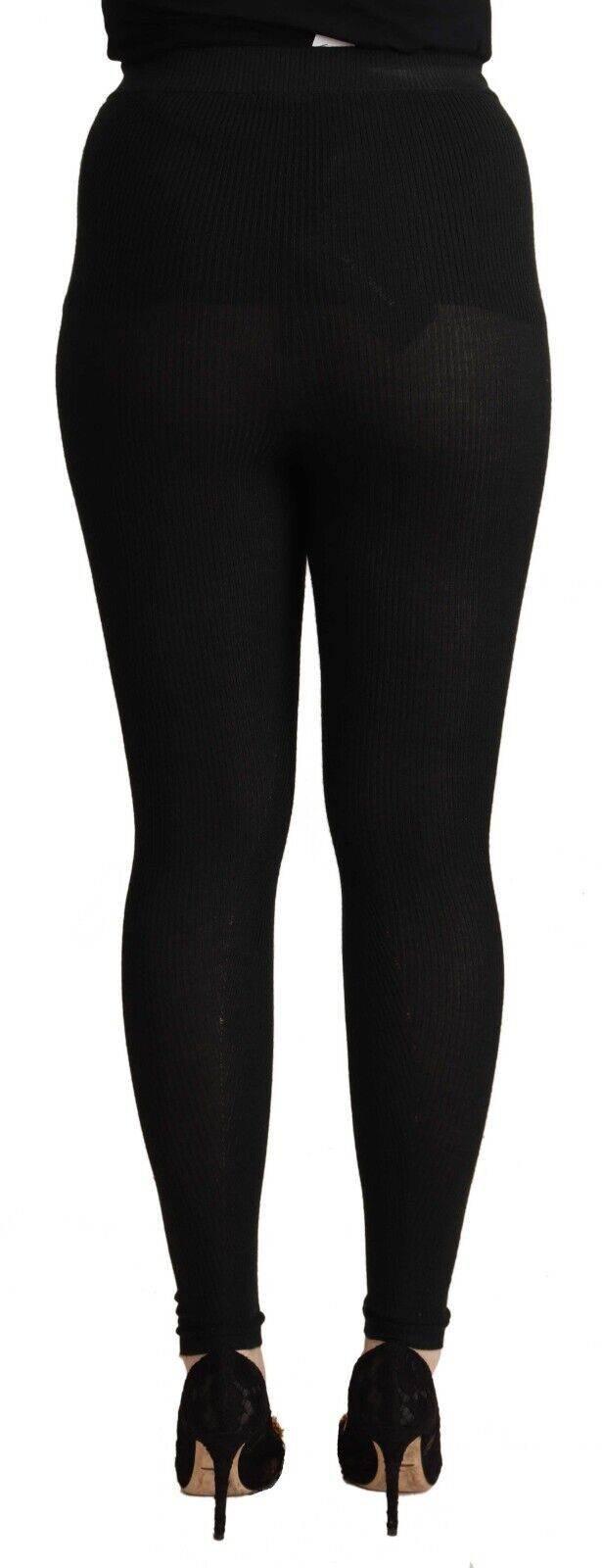 Dolce & Gabbana Black Cashmere Stretch Waist Tights Pants - Hilstor