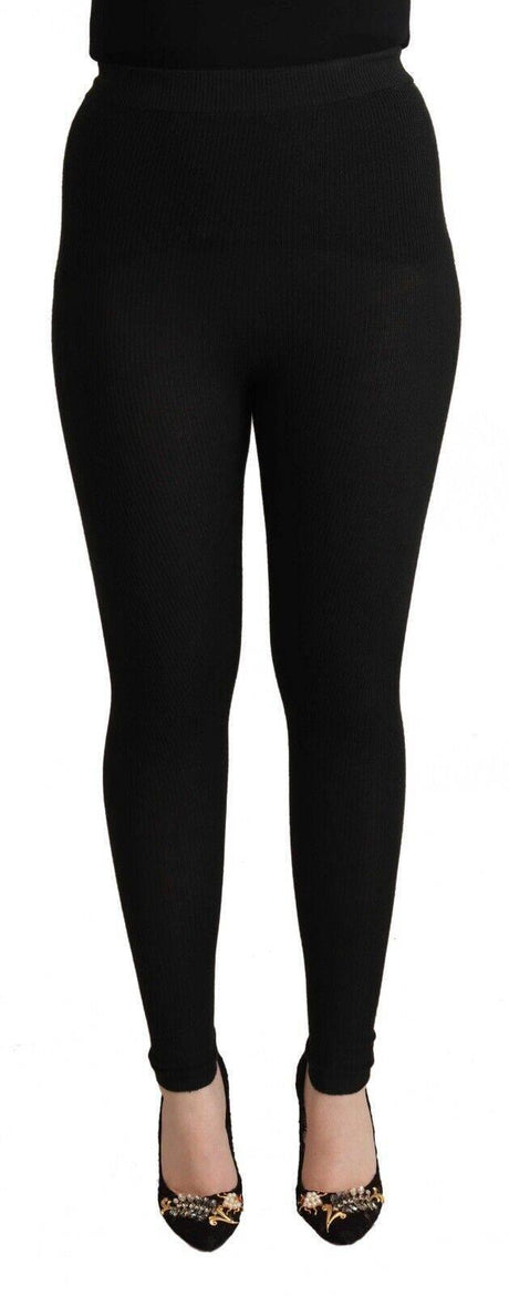 Dolce & Gabbana Black Cashmere Stretch Waist Tights Pants - Hilstor