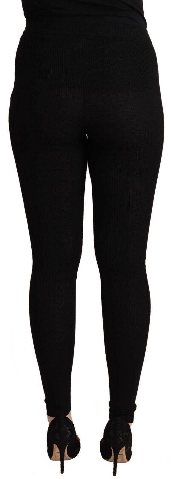 Dolce & Gabbana Black Cashmere Stretch Waist Tights Pants - Hilstor