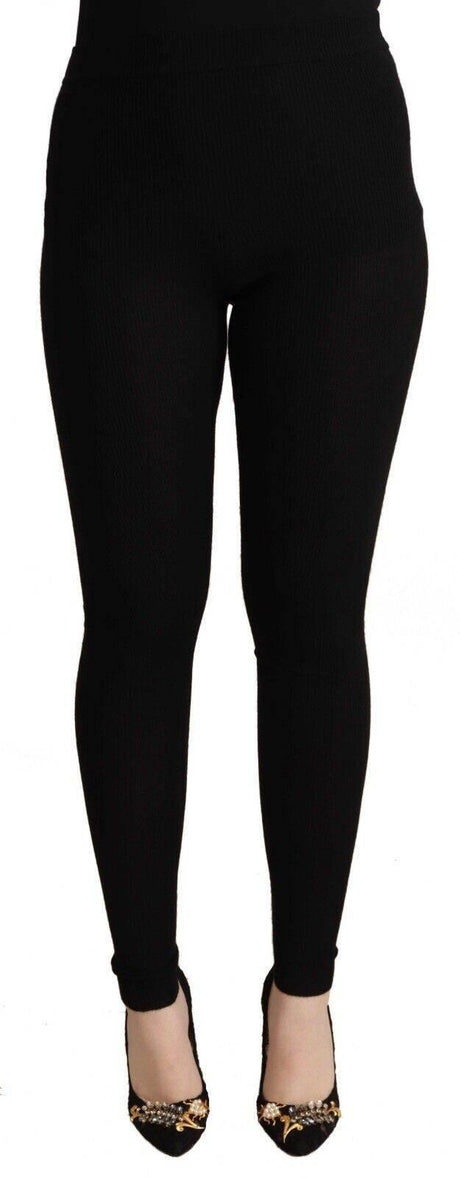 Dolce & Gabbana Black Cashmere Stretch Waist Tights Pants - Hilstor