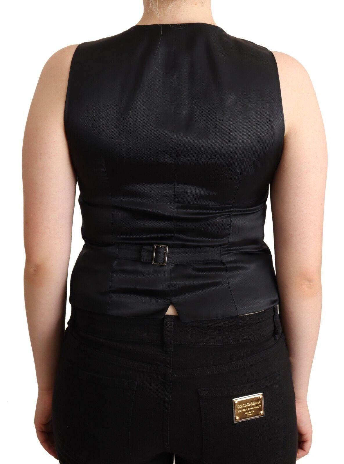 Dolce & Gabbana Black Button Down Sleeveless Viscose Vest Top - Hilstor