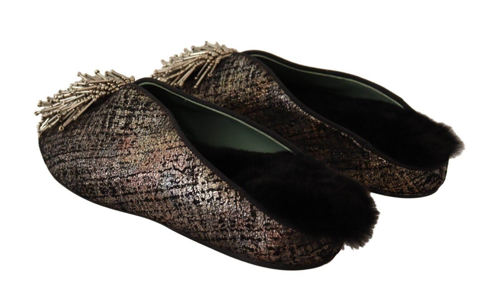Paola D'Arcano Golden Enchantment Leather Flats - Hilstor