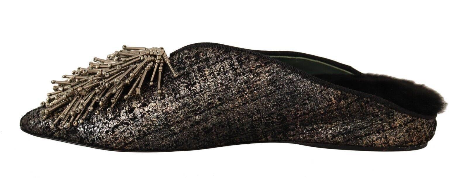 Paola D'Arcano Golden Enchantment Leather Flats - Hilstor
