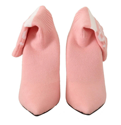 GCDS Chic Pink Suede Ankle Boots with Logo Socks - Hilstor
