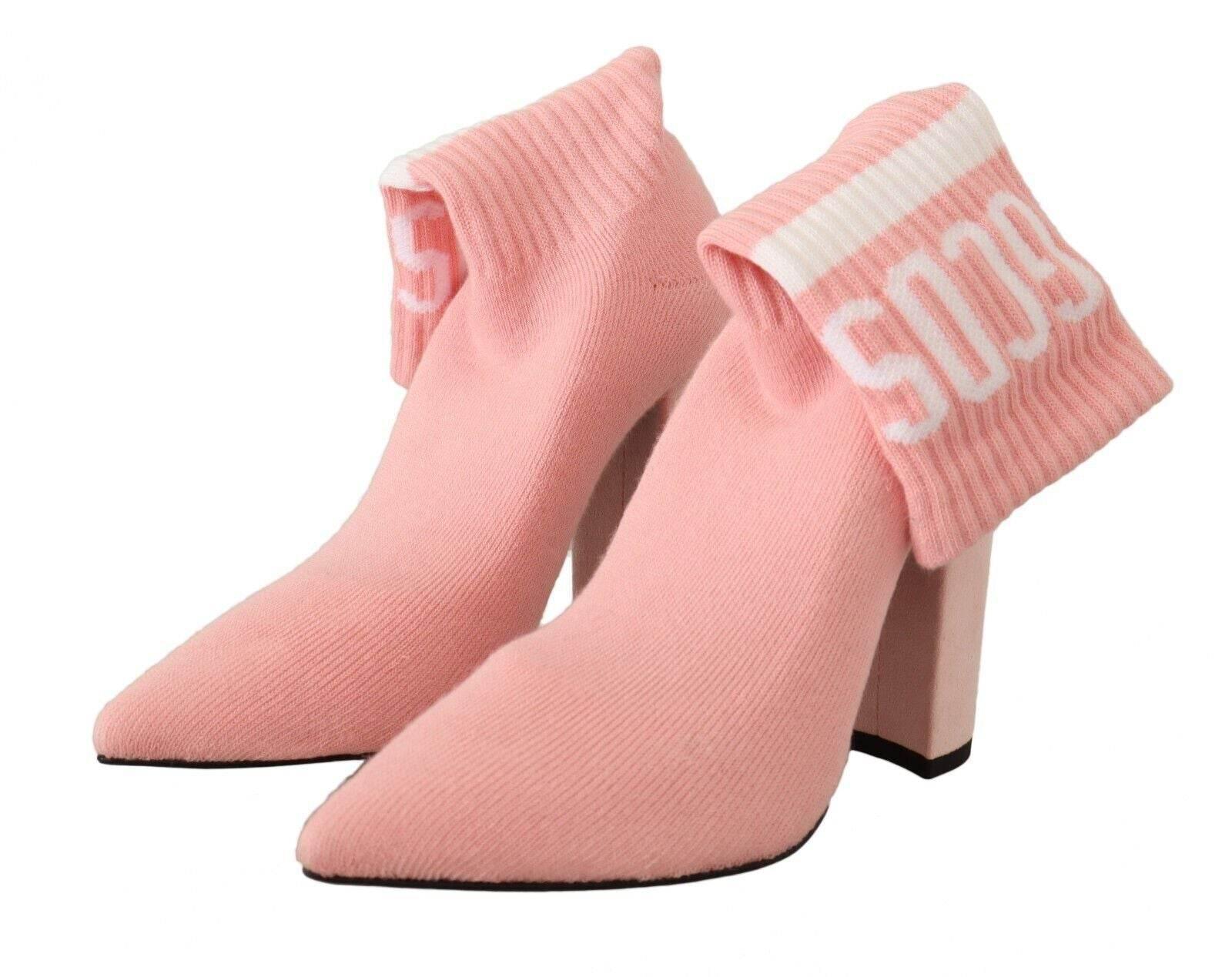 GCDS Chic Pink Suede Ankle Boots with Logo Socks - Hilstor