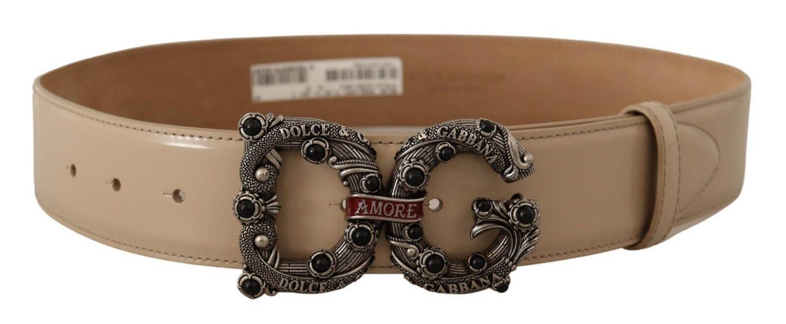 Dolce & Gabbana Vintage-Brass Logo Pearl Embellished Belt - Hilstor