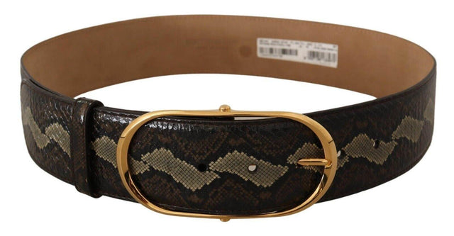 Dolce & Gabbana Elegant Snakeskin Belt with Gold Oval Buckle - Hilstor