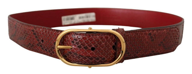 Dolce & Gabbana Elegant Red Snakeskin Leather Belt - Hilstor