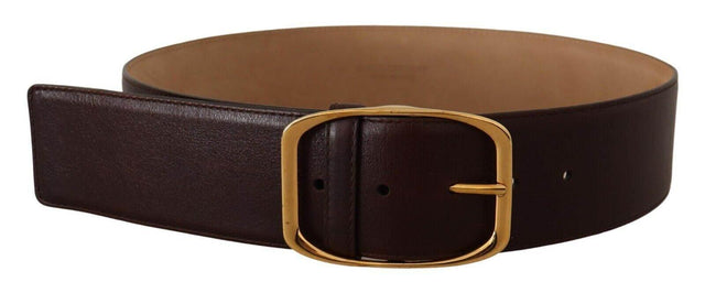 Dolce & Gabbana Elegant Dark Brown Leather Belt with Gold Buckle - Hilstor