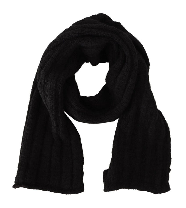 Dolce & Gabbana Elegance Unleashed Black Wool Scarf - Hilstor