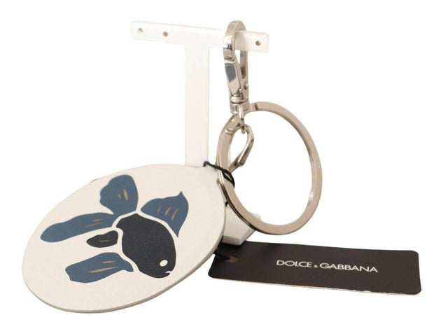 Dolce & Gabbana Chic White Leather Keychain - Hilstor
