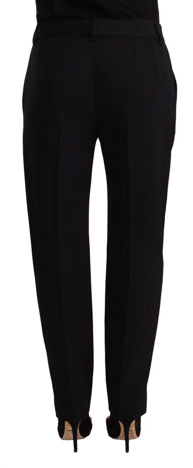 Dolce & Gabbana Black Mid Waist Skinny Trouser Wool Pants - Hilstor