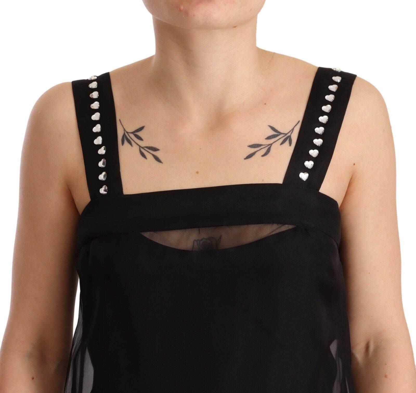 Dolce & Gabbana Black Silk Stretch Crystal Sheath Mini Dress - Hilstor