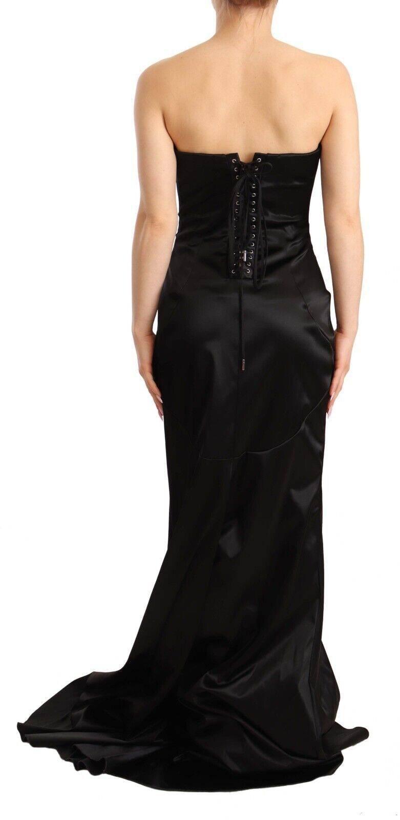 Dolce & Gabbana Black Silk Stretch Sheath Mermaid Gown Dress - Hilstor