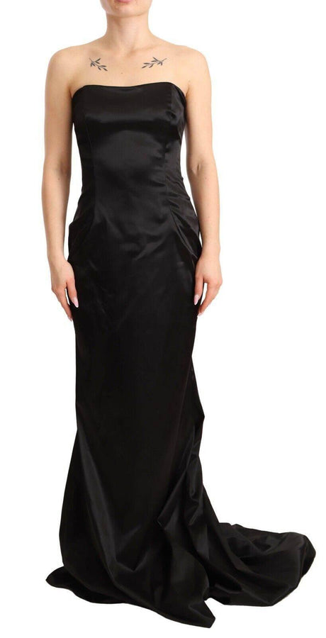 Dolce & Gabbana Black Silk Stretch Sheath Mermaid Gown Dress - Hilstor