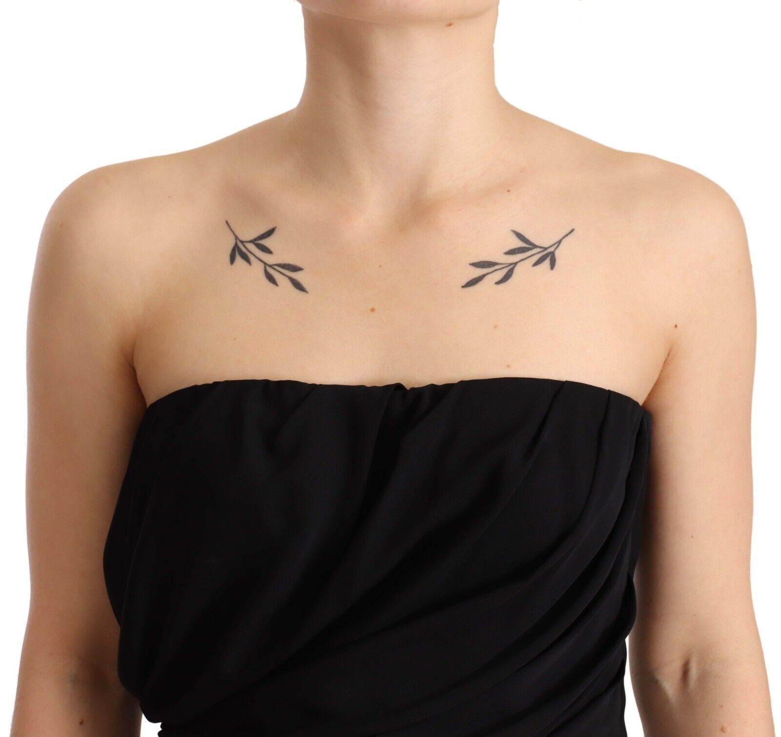 Dolce & Gabbana Black Silk Stretch Strapless Sheath Midi Dress - Hilstor