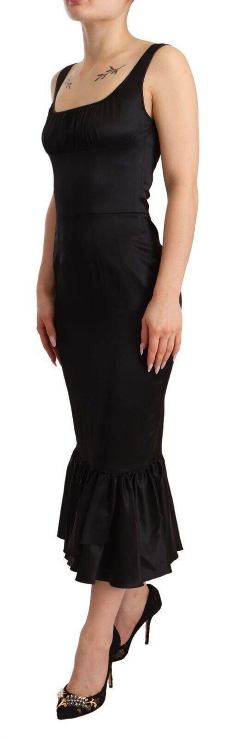 Dolce & Gabbana Black Silk Stretch Sheath Mermaid Midi Dress - Hilstor