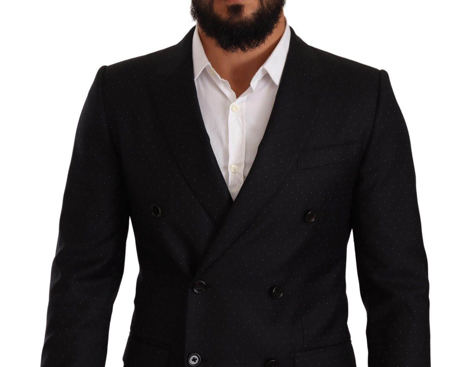 Dolce & Gabbana Black Dotted Double Breasted MARTINI Jacket - Hilstor