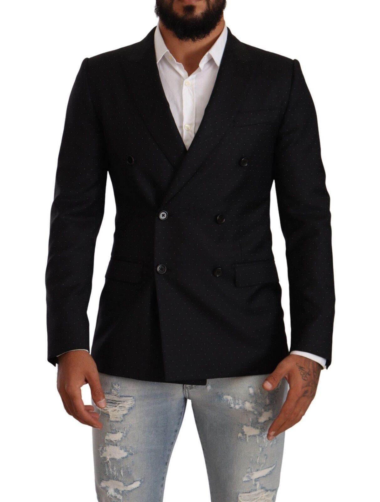 Dolce & Gabbana Black Dotted Double Breasted MARTINI Jacket - Hilstor