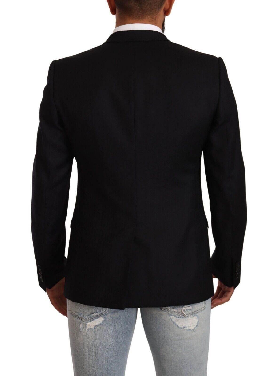 Dolce & Gabbana Black Wool Single Breasted Suit GOLD Jacket - Hilstor