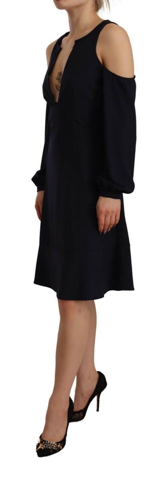 Twinset Black Long Sleeves Open Shoulder A-line Dress - Hilstor
