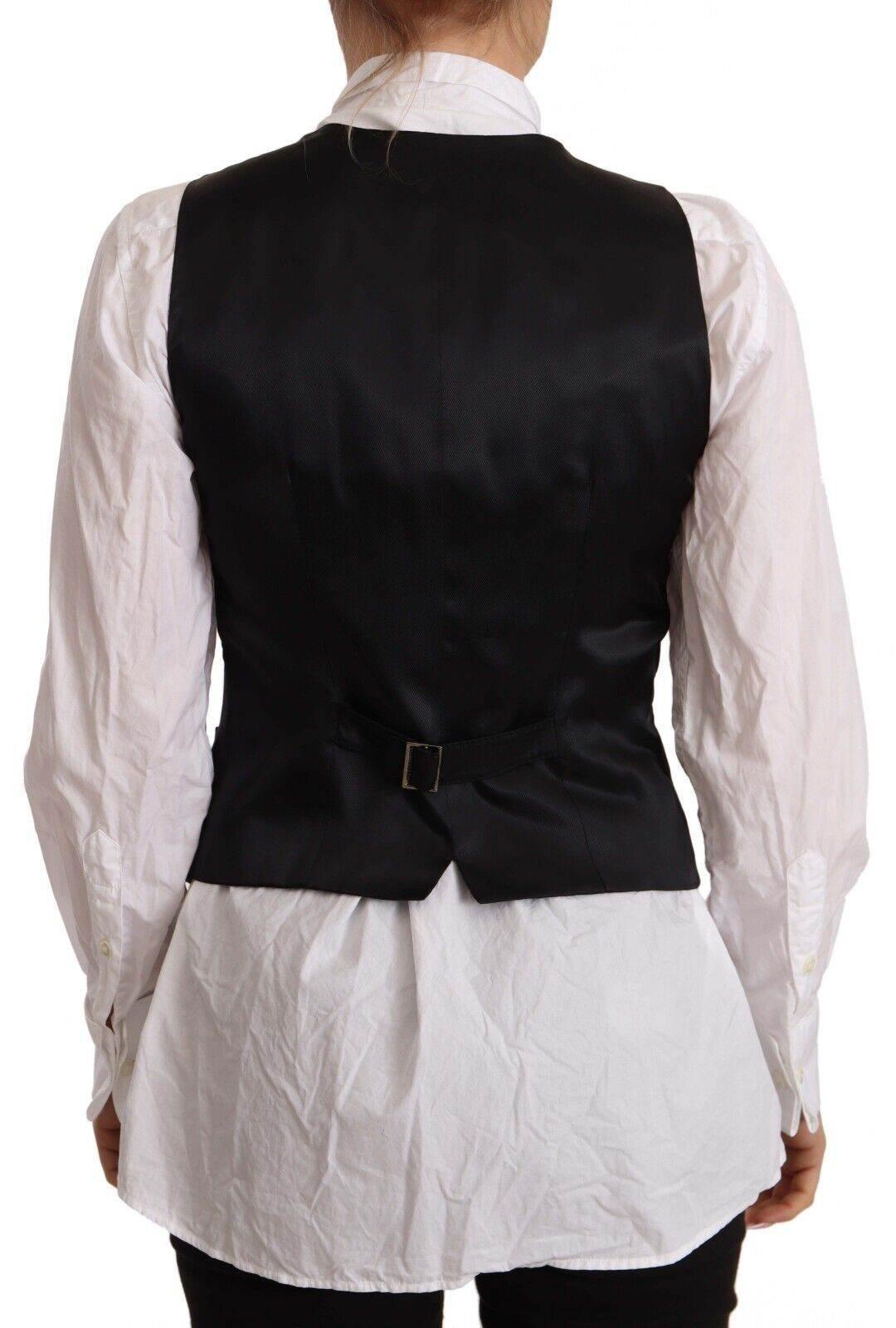 Dolce & Gabbana Elegant Black Wool Blend Waistcoat - Hilstor