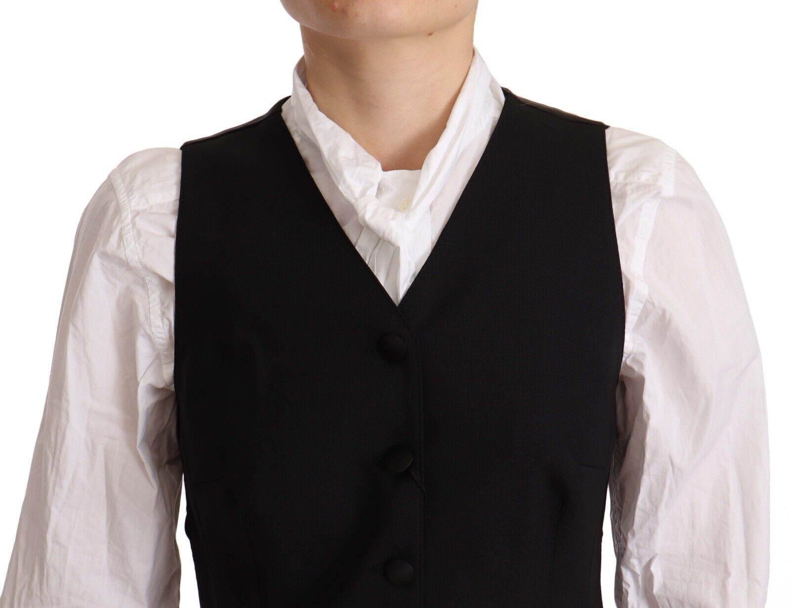 Dolce & Gabbana Elegant Black Wool Blend Waistcoat - Hilstor