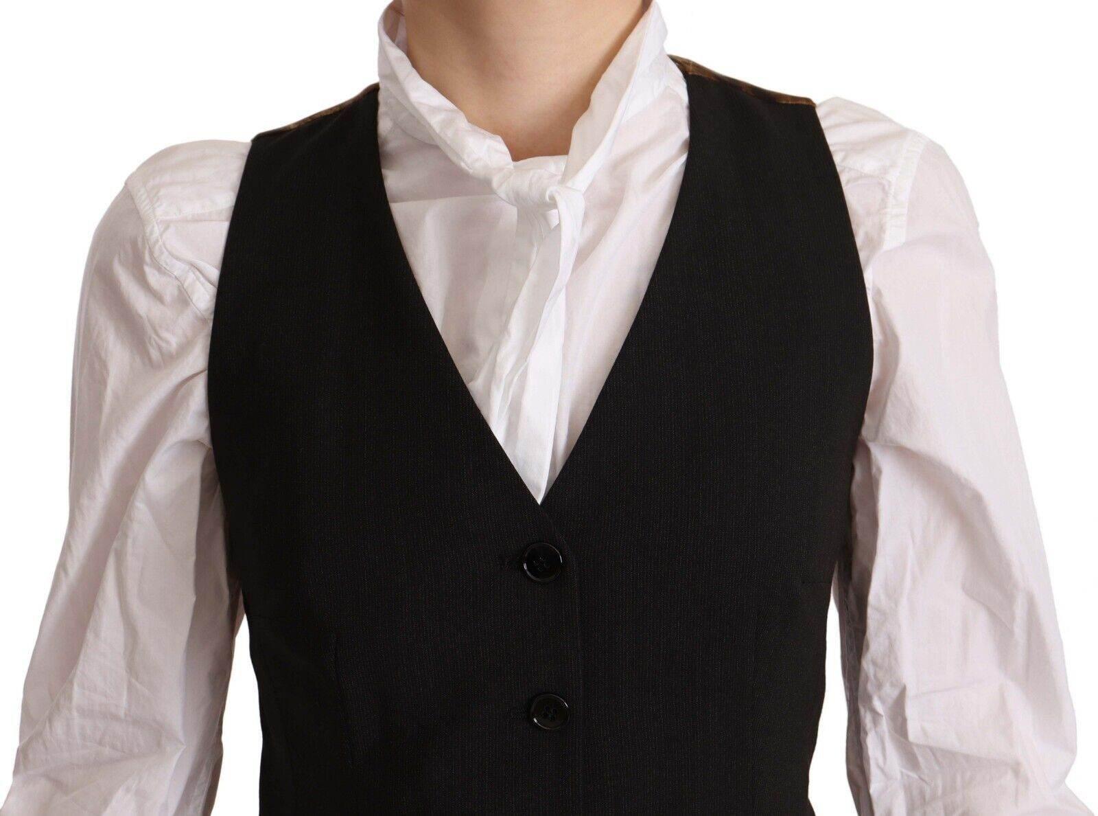 Dolce & Gabbana Elegant Black Buttoned Vest Top - Hilstor