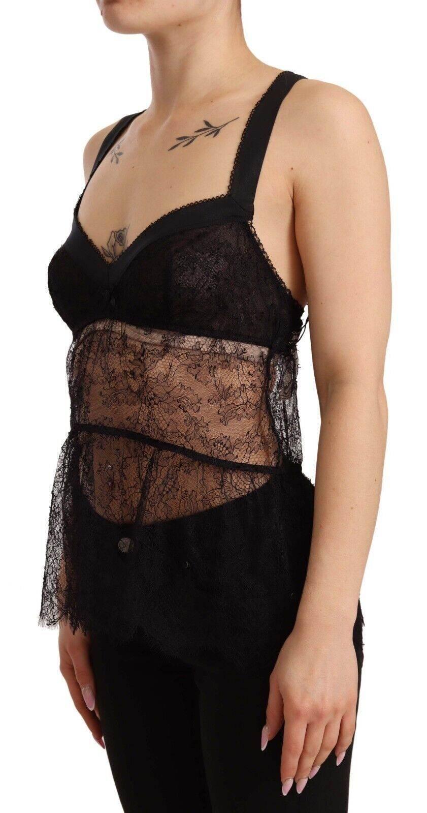 Dolce & Gabbana Elegant Black Silk Lingerie Chemise - Hilstor