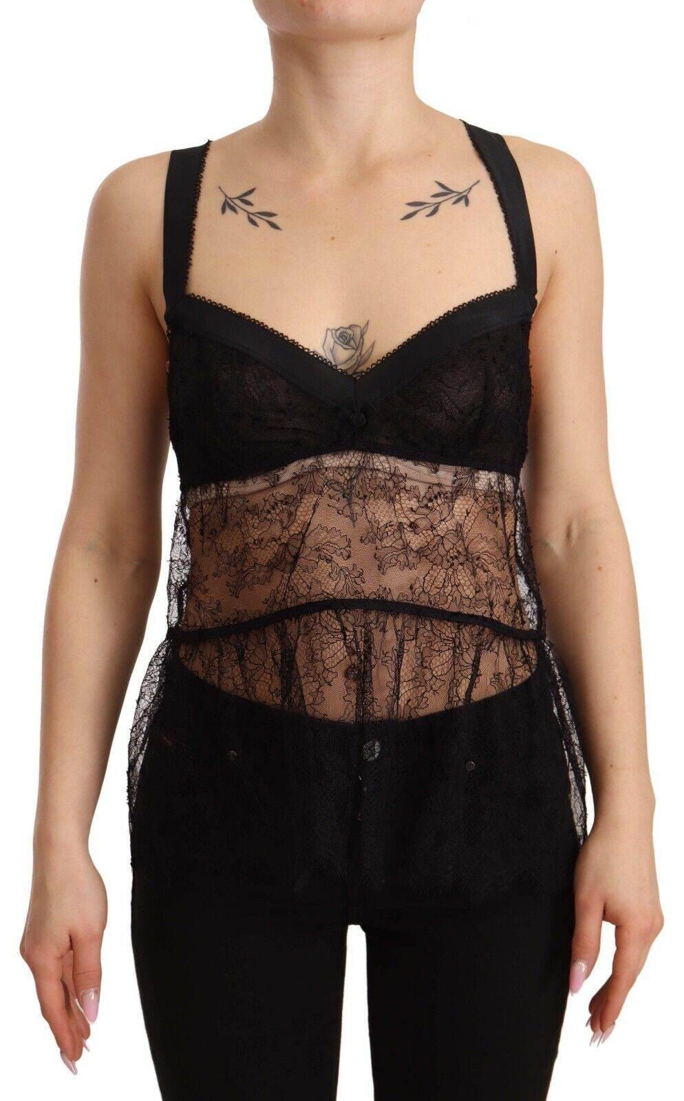 Dolce & Gabbana Elegant Black Silk Lingerie Chemise - Hilstor
