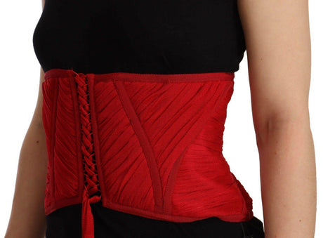 Dolce & Gabbana Elegant Red Silk Corset Belt Top - Hilstor