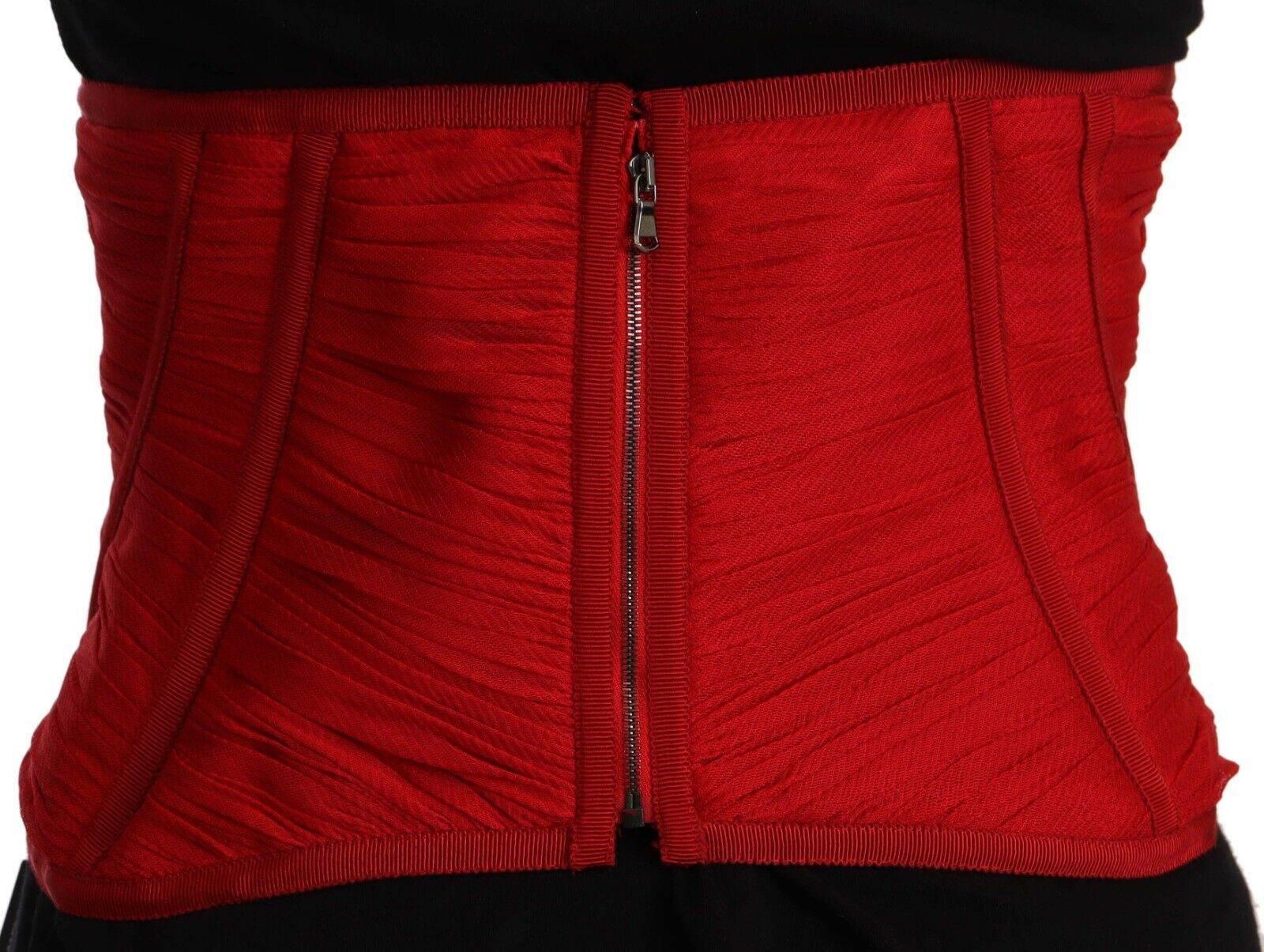 Dolce & Gabbana Elegant Red Silk Corset Belt Top - Hilstor