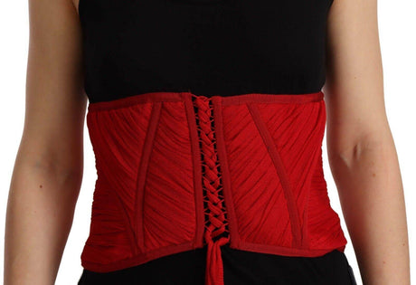 Dolce & Gabbana Elegant Red Silk Corset Belt Top - Hilstor