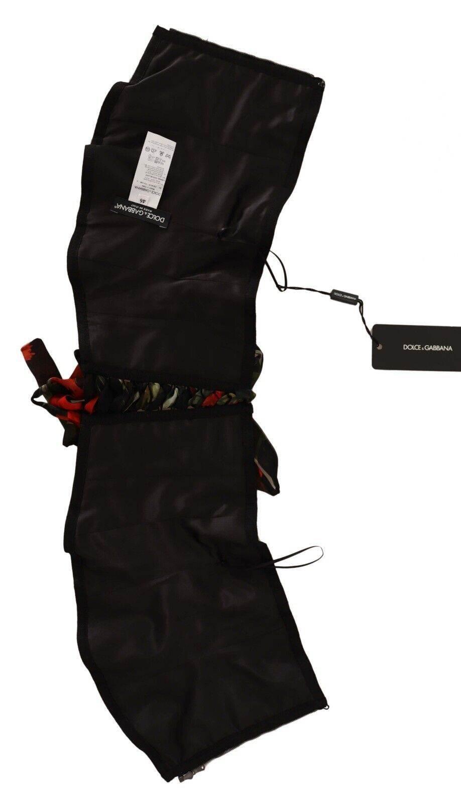 Dolce & Gabbana Black Corset Belt Stretch Waist Strap Silk Top - Hilstor