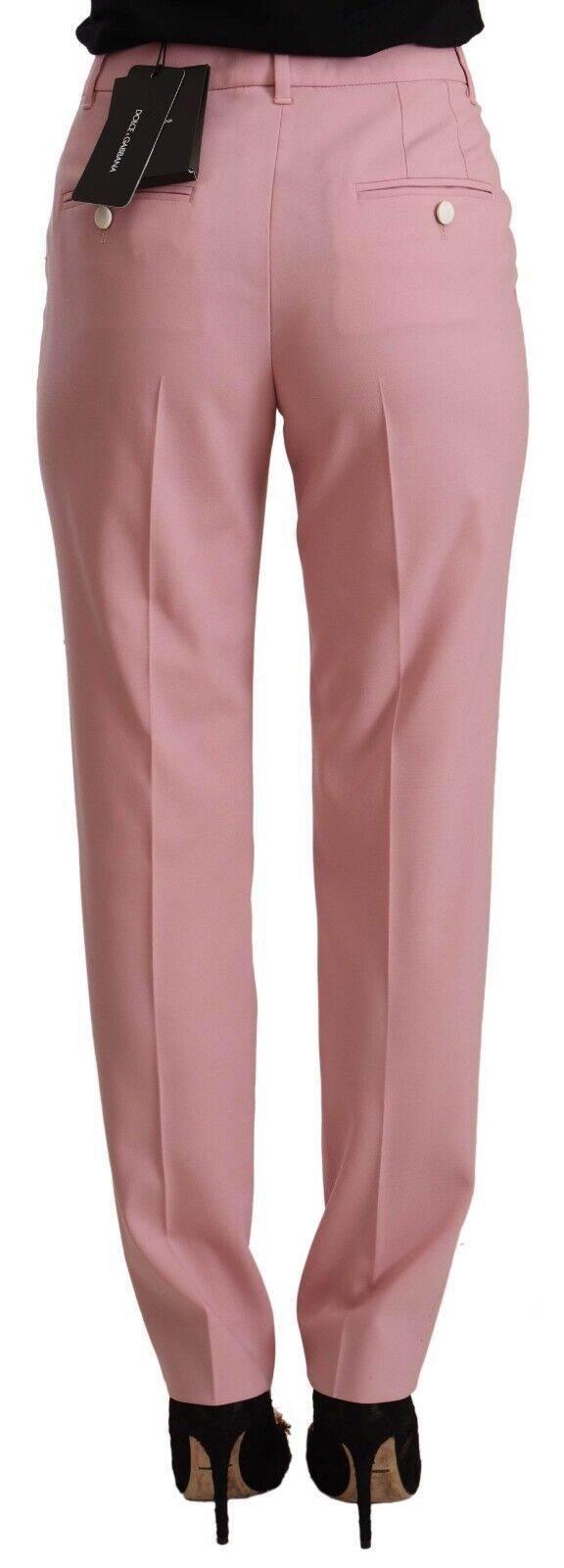 Dolce & Gabbana Elegant Pink High-Waisted Trousers - Hilstor