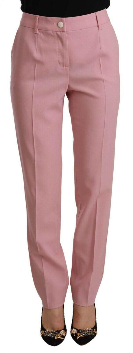 Dolce & Gabbana Elegant Pink High-Waisted Trousers - Hilstor