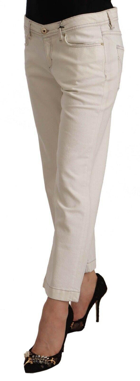 Dolce & Gabbana Chic Off-White Cropped Jeans - Fashionista Must-Have - Hilstor