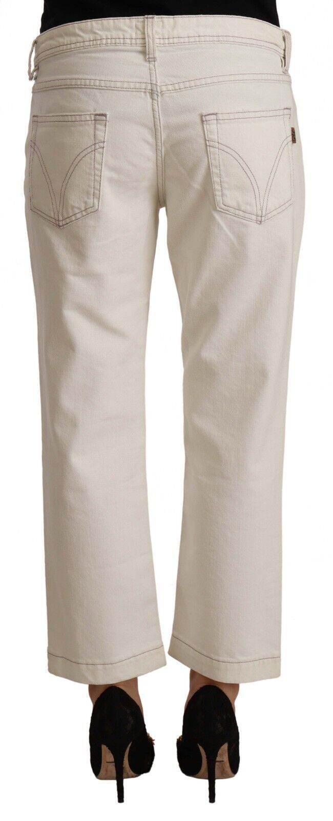 Dolce & Gabbana Chic Off-White Cropped Jeans - Fashionista Must-Have - Hilstor