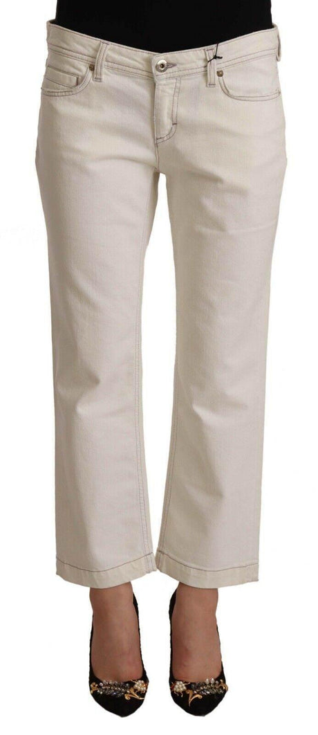 Dolce & Gabbana Chic Off-White Cropped Jeans - Fashionista Must-Have - Hilstor
