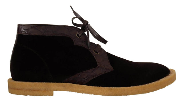 Dolce & Gabbana Exotic Caiman Leather Ankle Boots in Brown - Hilstor