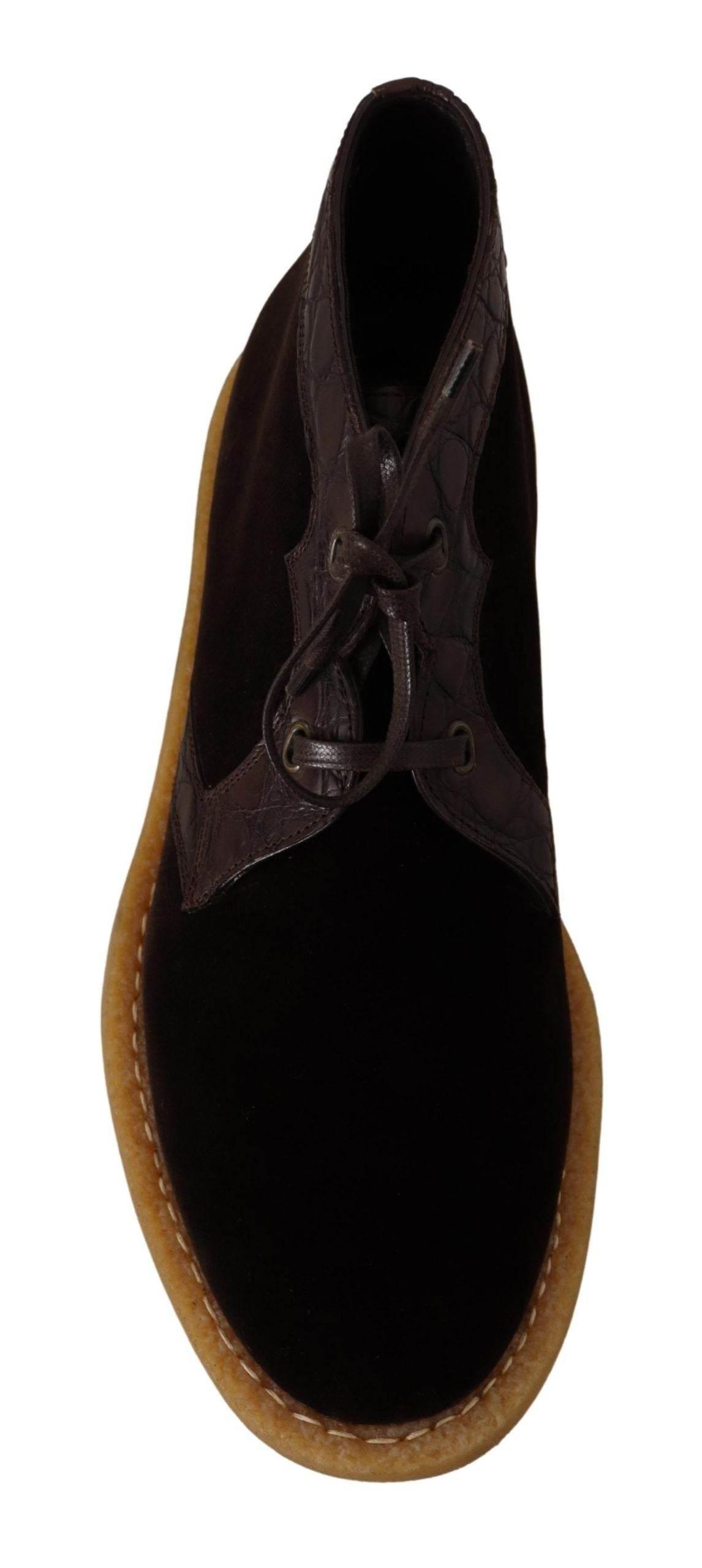 Dolce & Gabbana Exotic Caiman Leather Ankle Boots in Brown - Hilstor