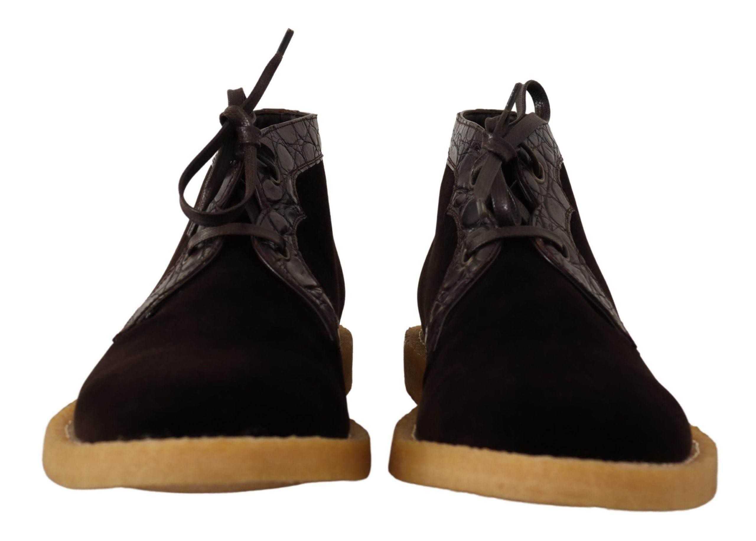 Dolce & Gabbana Exotic Caiman Leather Ankle Boots in Brown - Hilstor