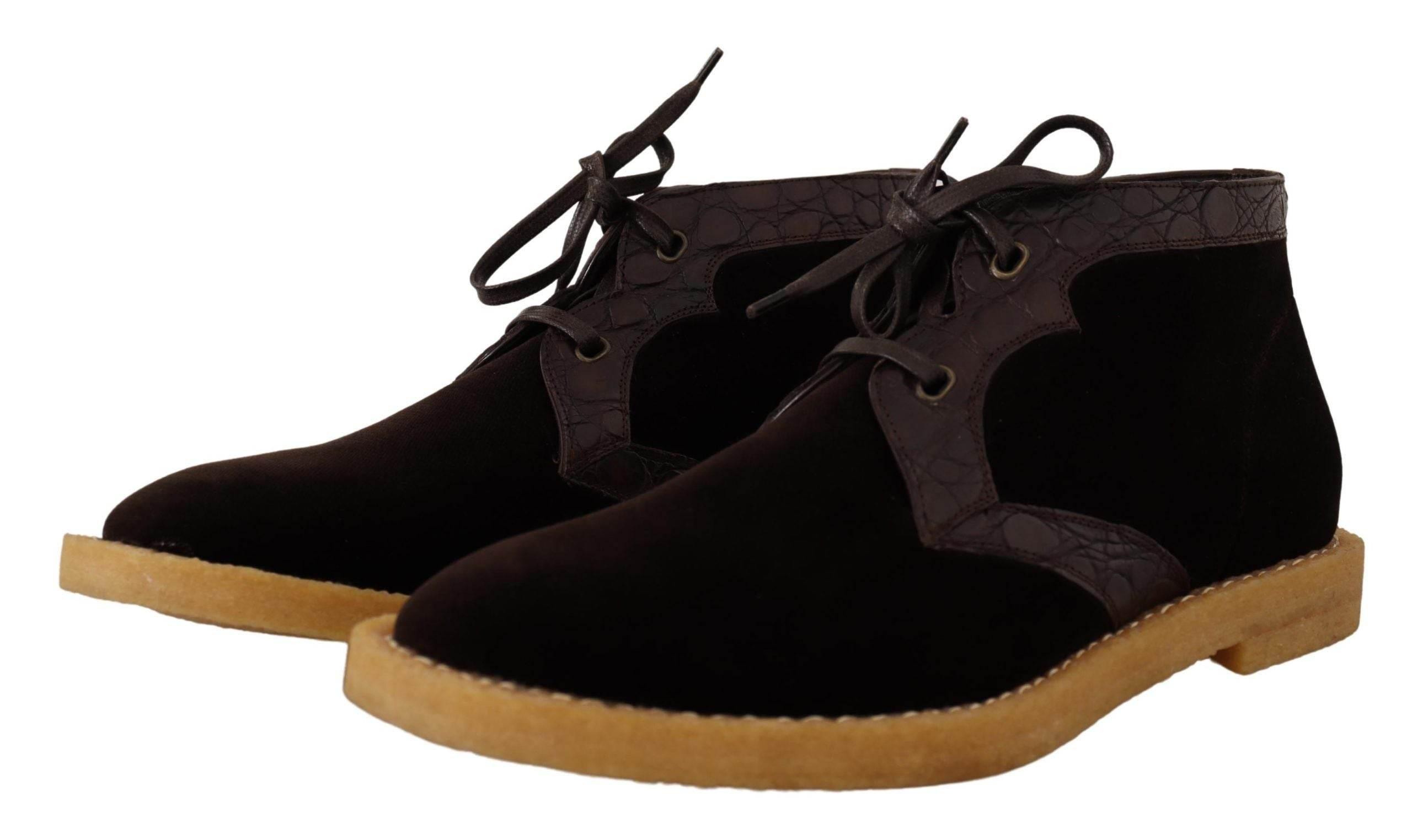 Dolce & Gabbana Exotic Caiman Leather Ankle Boots in Brown - Hilstor