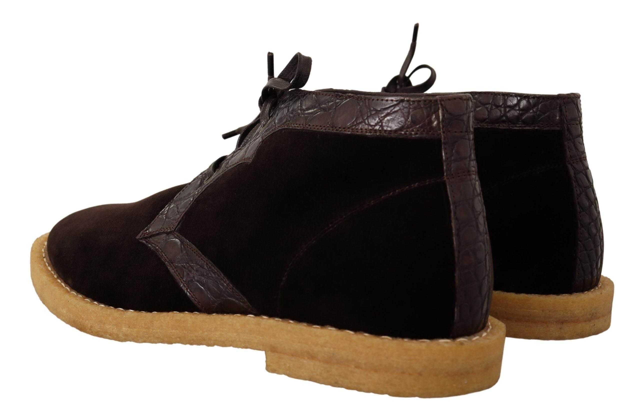 Dolce & Gabbana Exotic Caiman Leather Ankle Boots in Brown - Hilstor