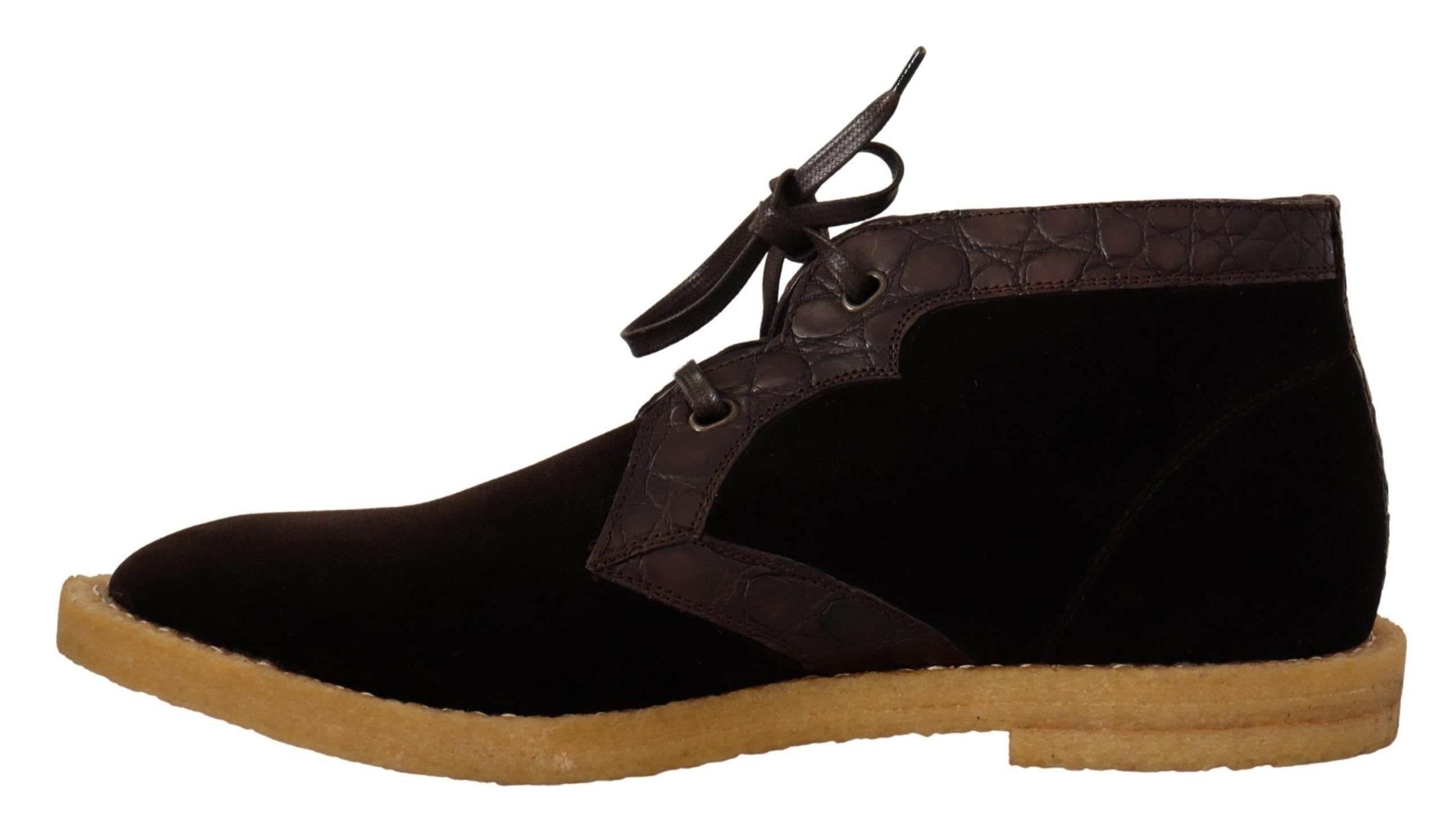Dolce & Gabbana Exotic Caiman Leather Ankle Boots in Brown - Hilstor