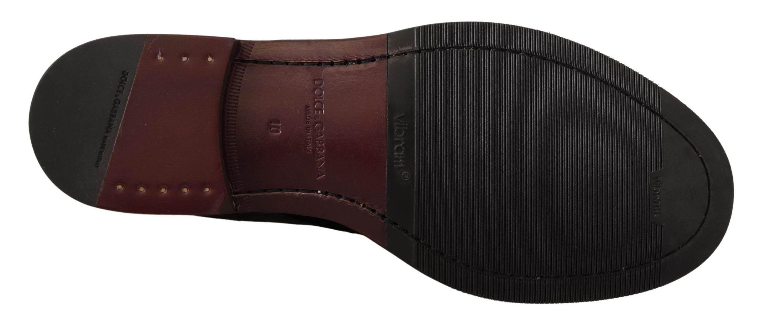 Dolce & Gabbana Elegant Black Velvet & Exotic Leather Dress Shoes - Hilstor