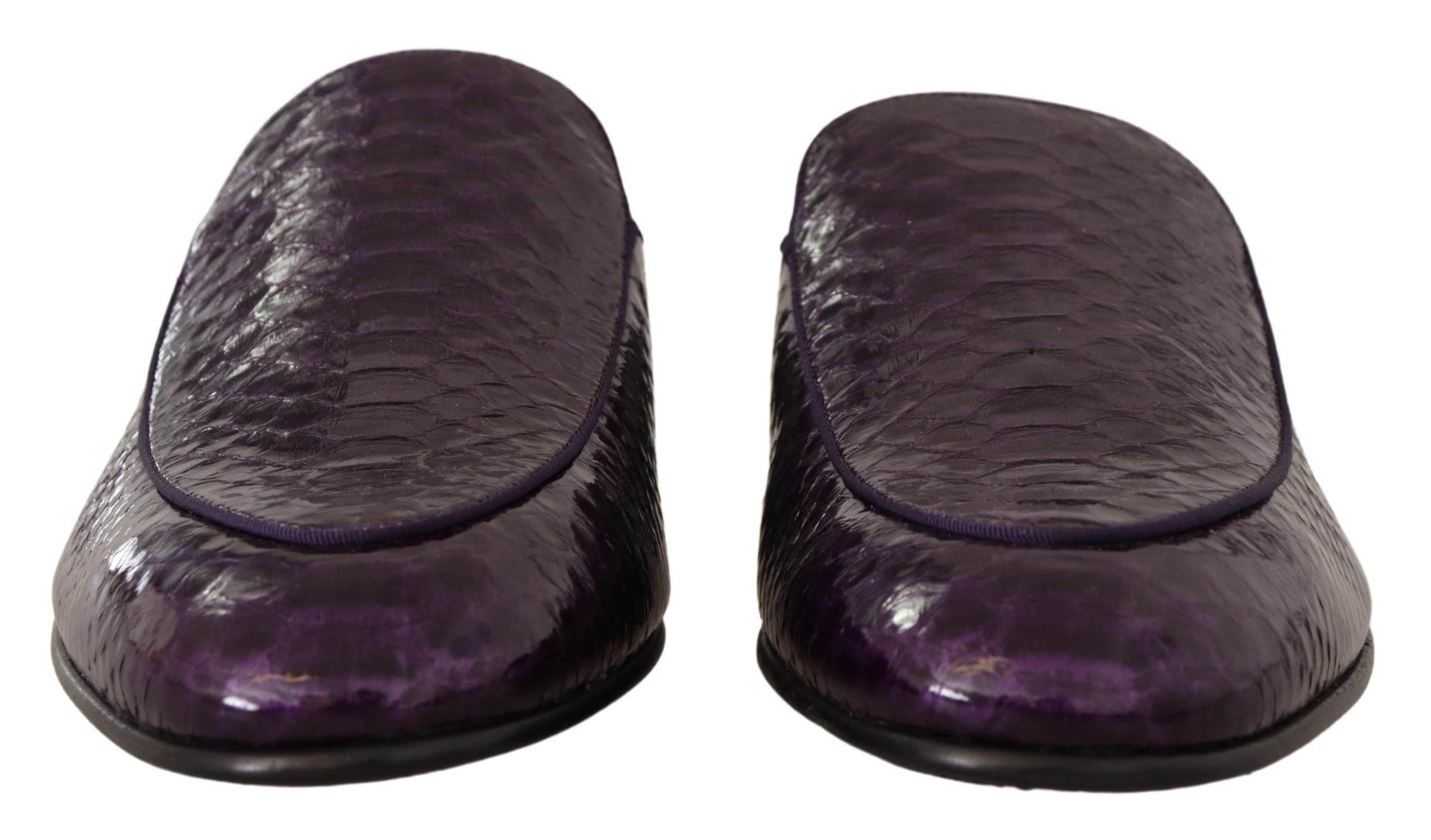Dolce & Gabbana Purple Exotic Python Leather Slides - Hilstor
