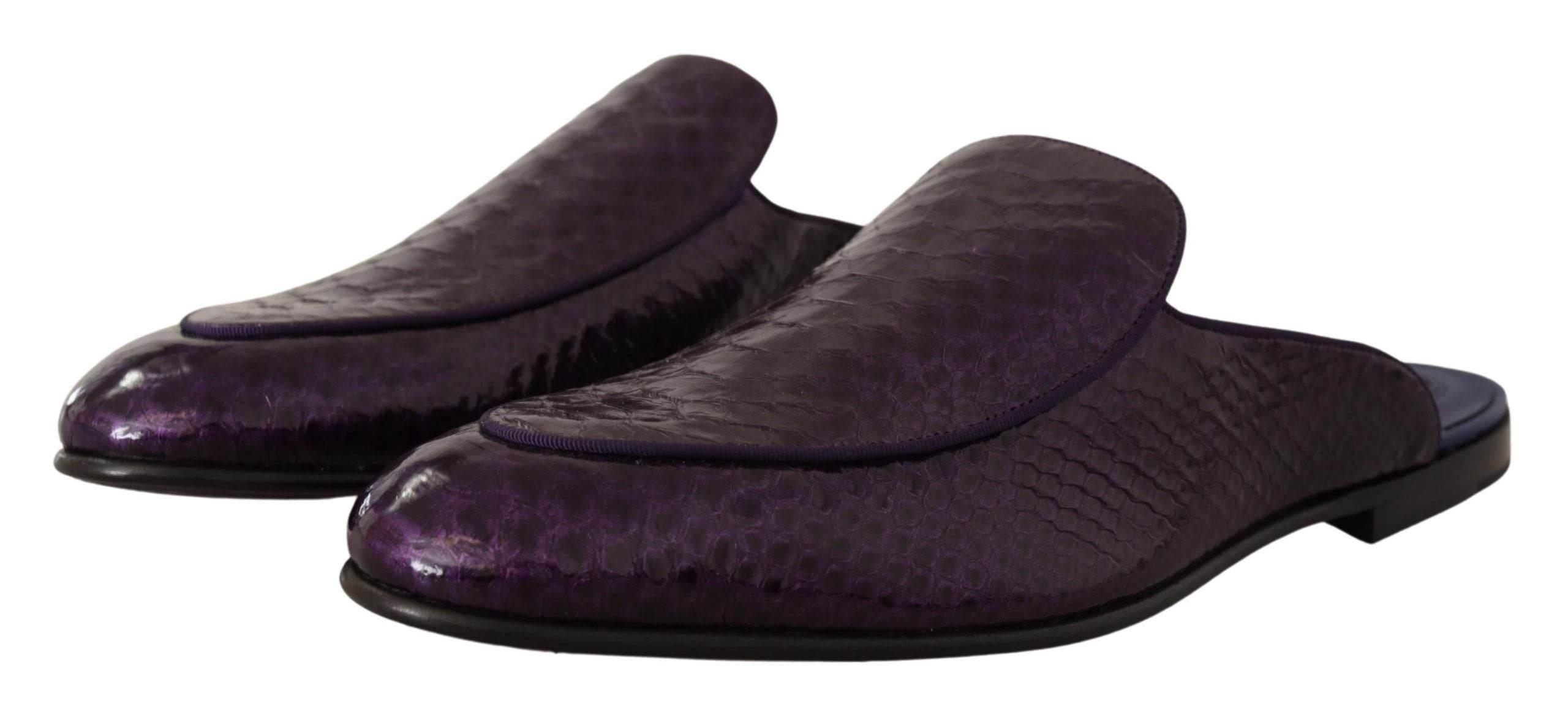 Dolce & Gabbana Purple Exotic Python Leather Slides - Hilstor
