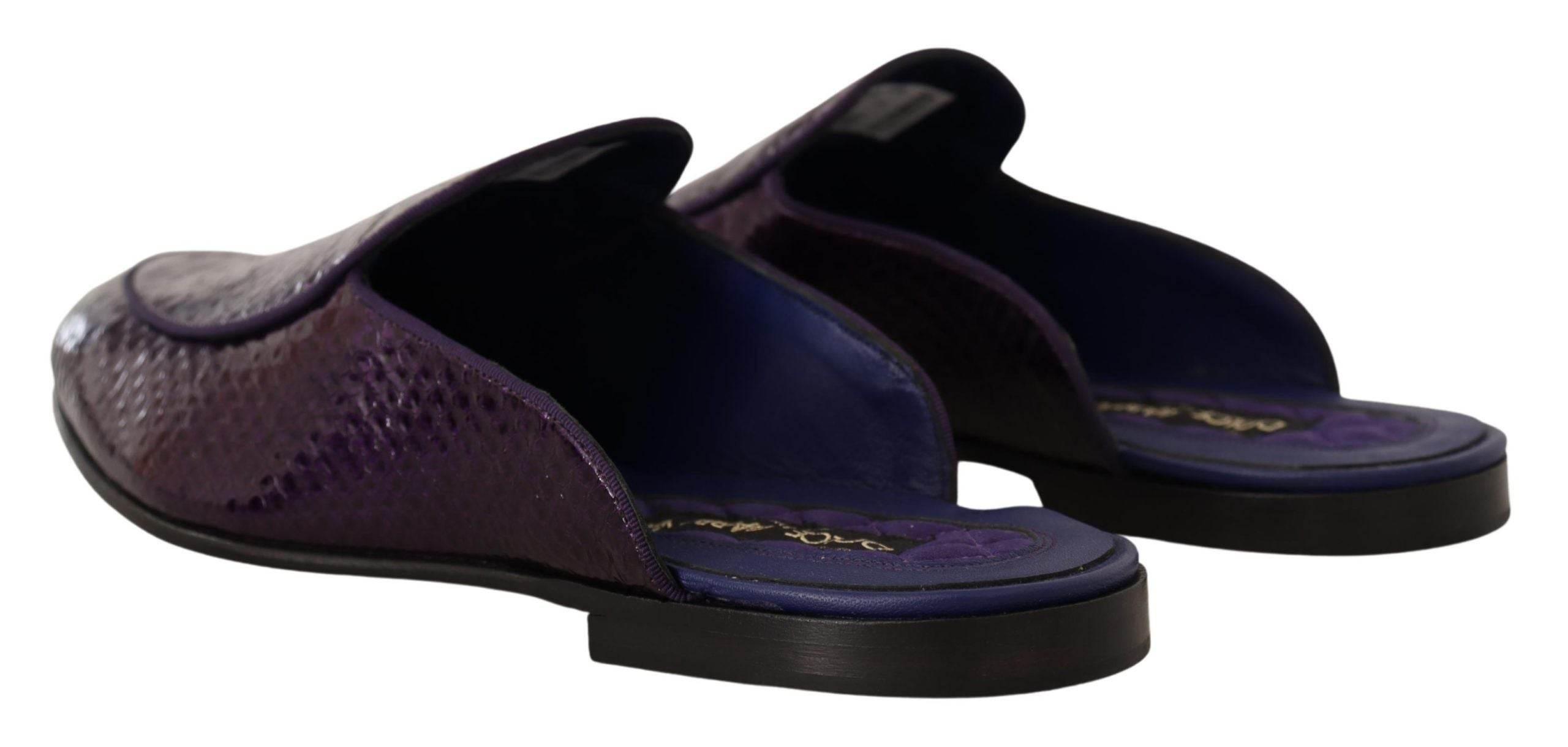 Dolce & Gabbana Purple Exotic Python Leather Slides - Hilstor